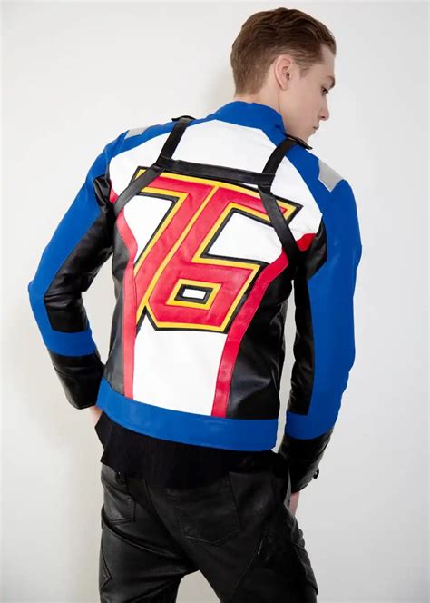 sodlier 76 jacket replica leather|Mens Soldier 76 Blue Leather Jacket .